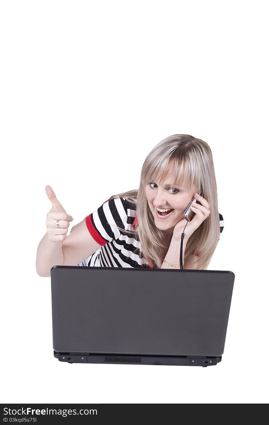 Girl talking on the phone and with notebook