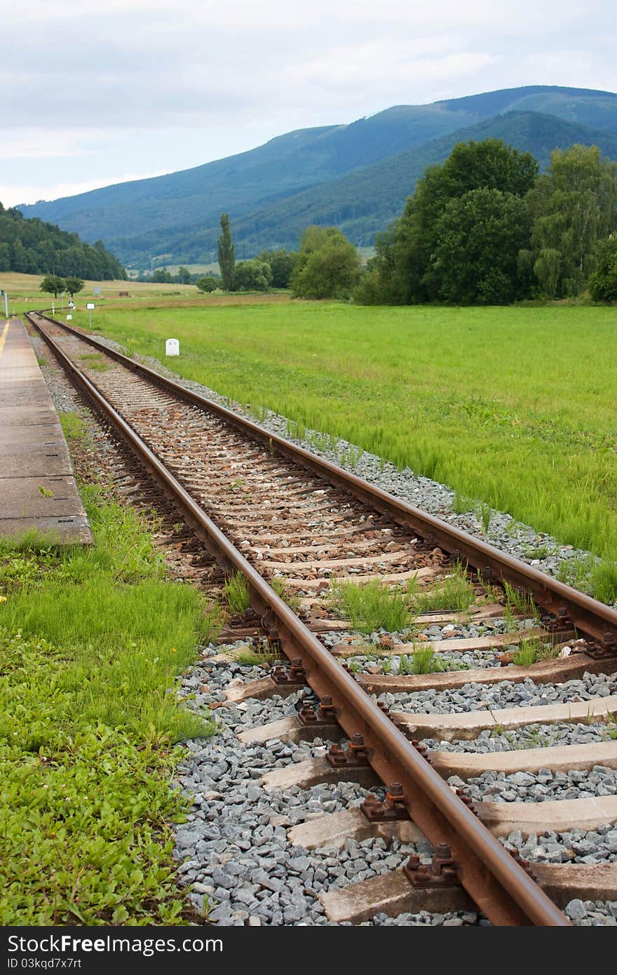 Railway in a countryside of North of Czech Republic