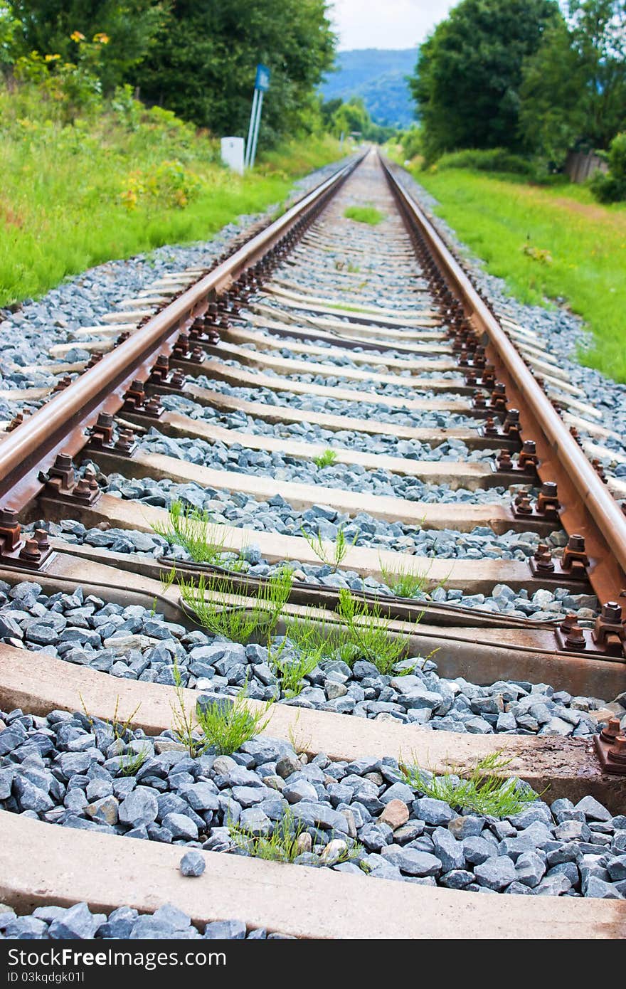 Railway in a countryside of North of Czech Republic