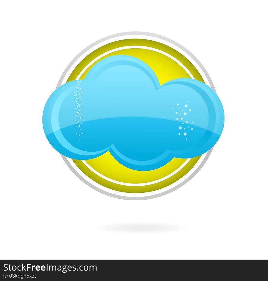 Cloud blue color on the yellow circle isolated