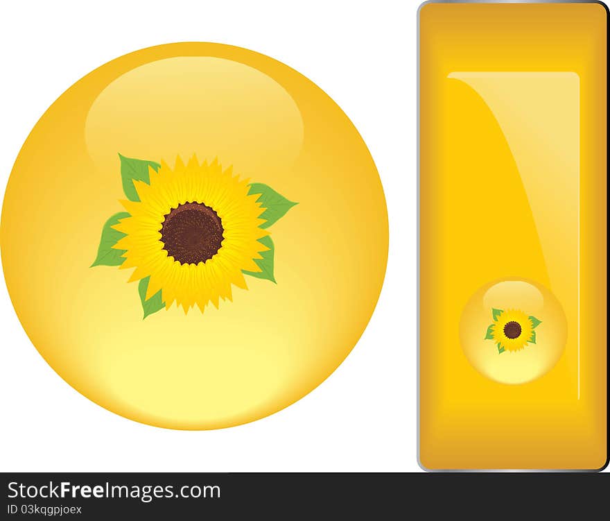 Yellow buttons with sunflower