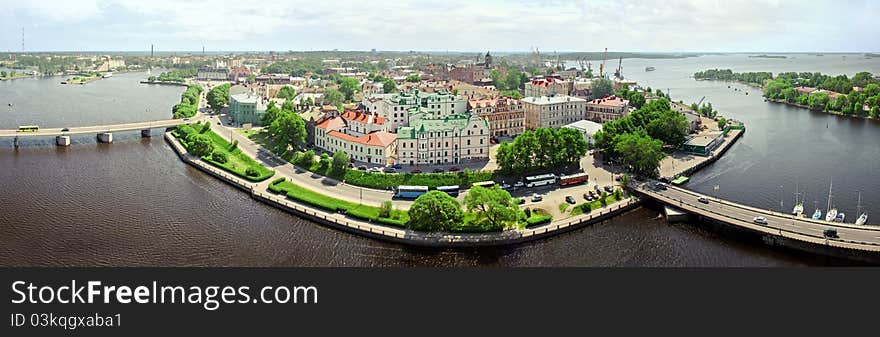 Panorama of the seaside city. Russia, Vyborg, Baltica. Panorama of the seaside city. Russia, Vyborg, Baltica.