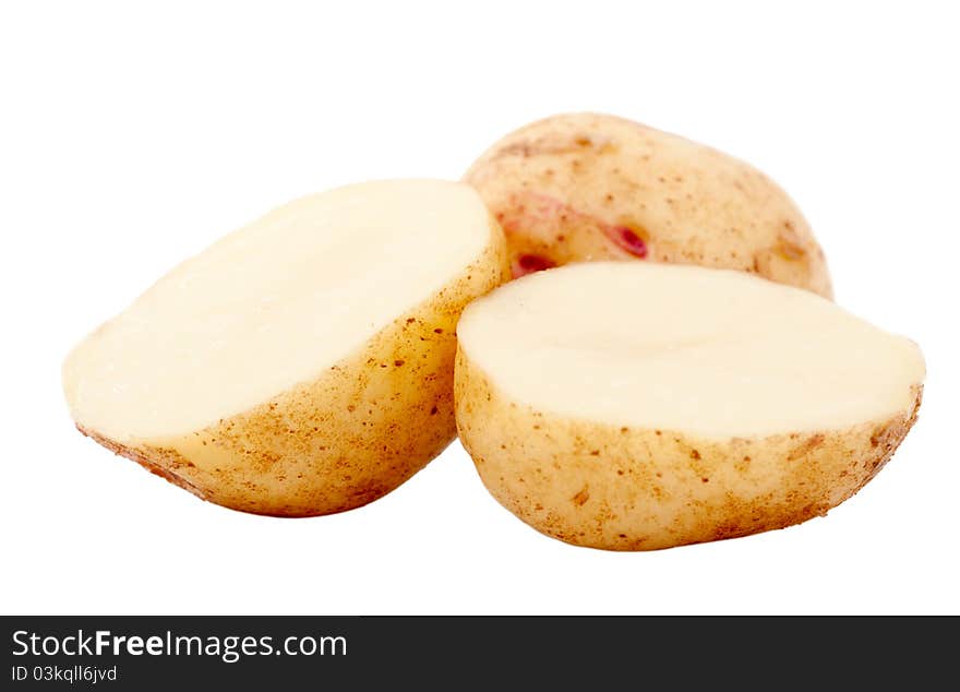 Potatoes on a white background