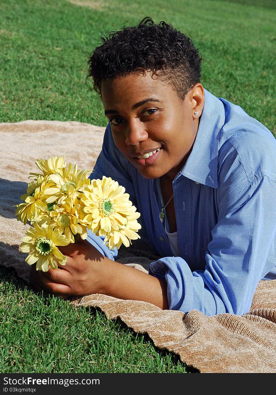 Woman with Yellow Flowers