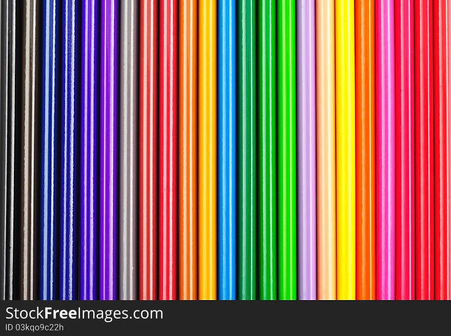 Closeup of color pencils colorful gradient as a spectrum background picture