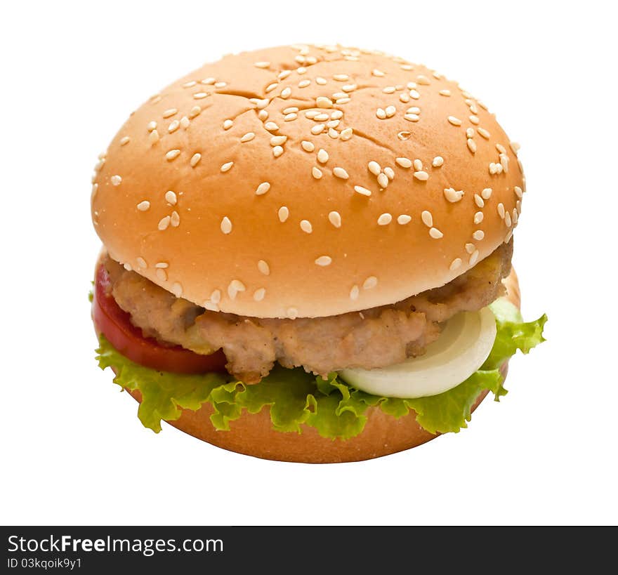 A hanburger on white isolated. A hanburger on white isolated