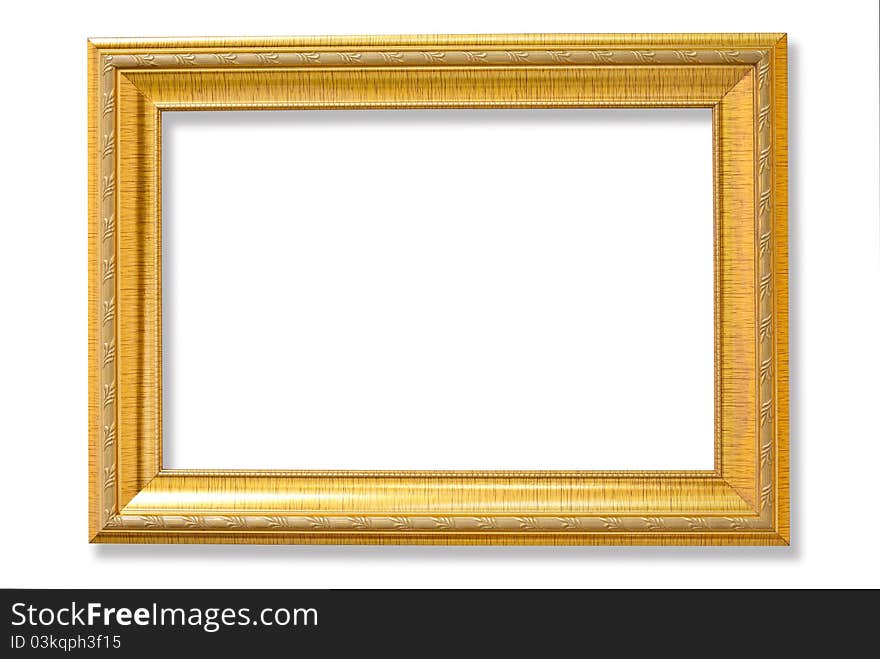 Golden frame on white background