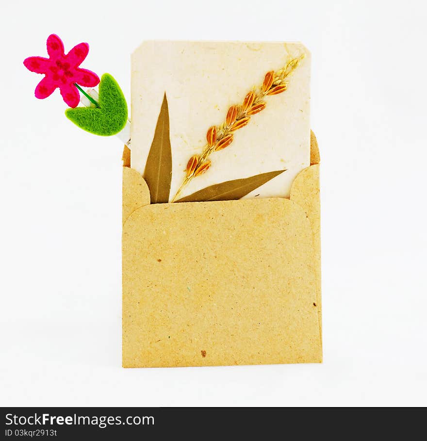 Brown bag with clip on white background