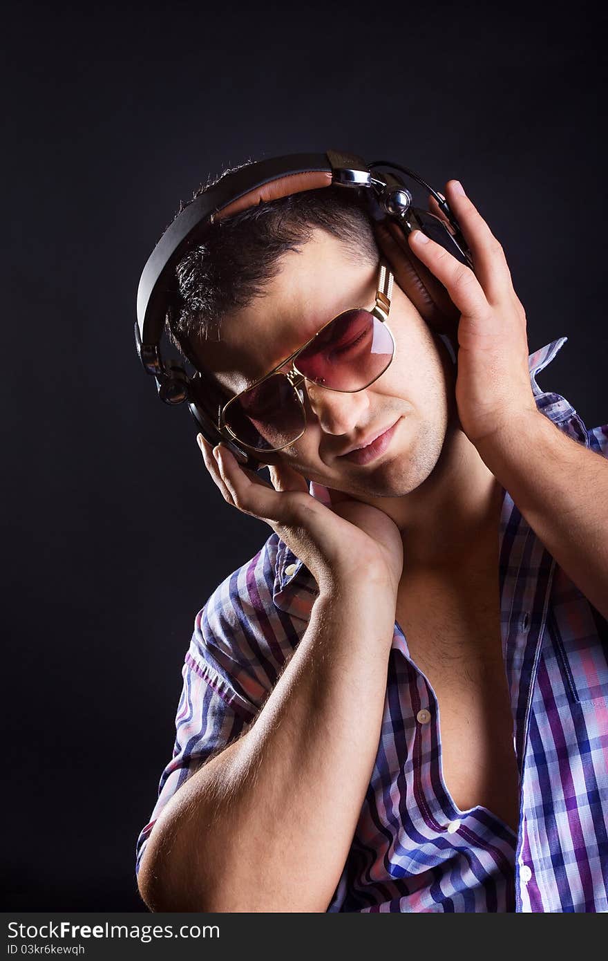 Man listening music with passion