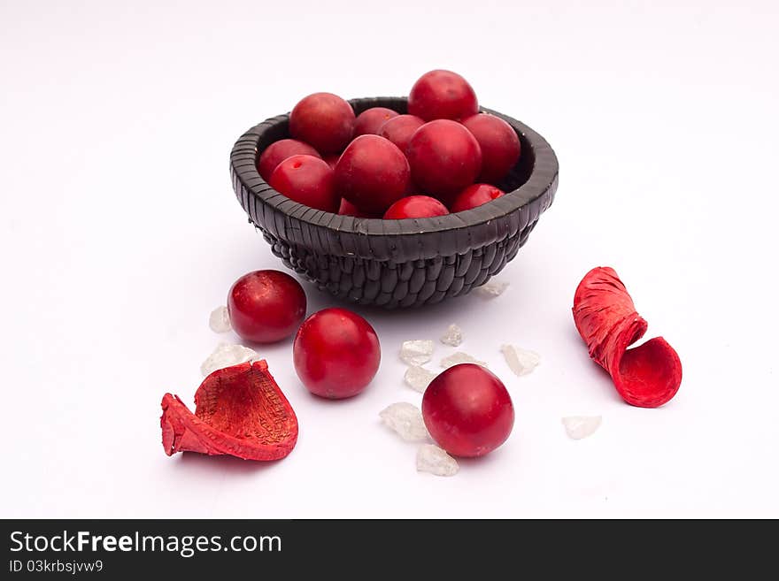 Wild red plum still life