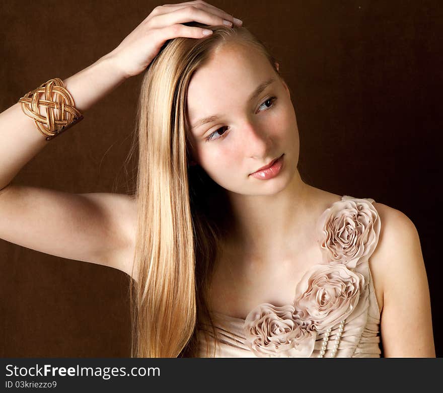 A romantic portrait of a lovely blonde teenager. A romantic portrait of a lovely blonde teenager