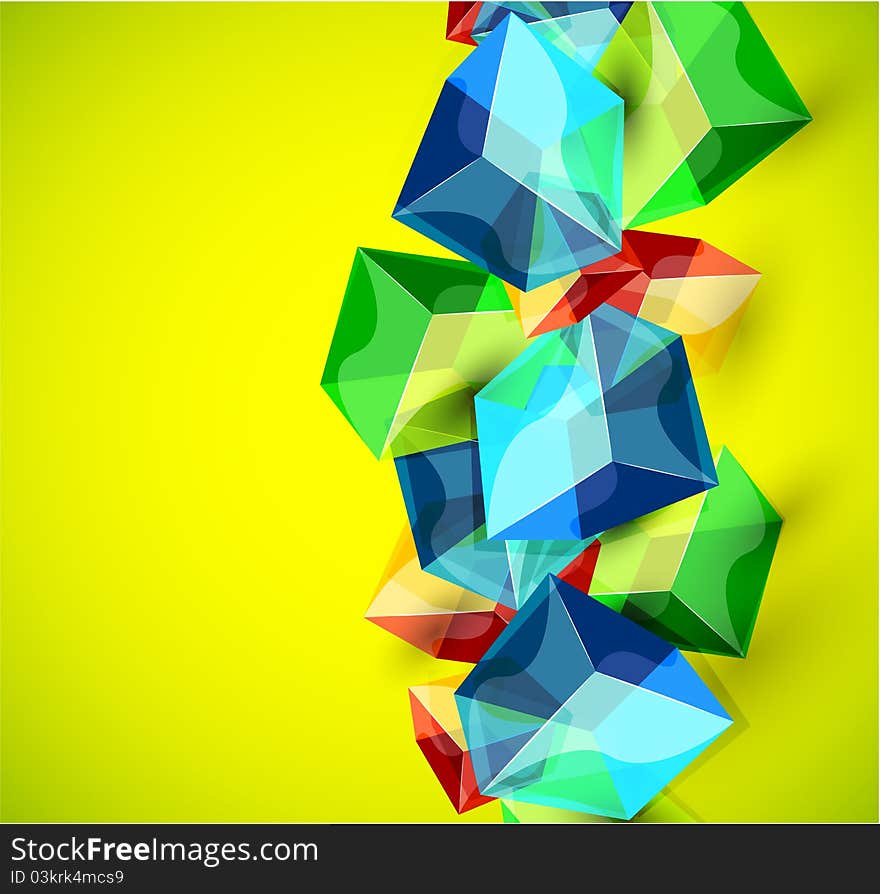 Vector shiny transparent glass cube background