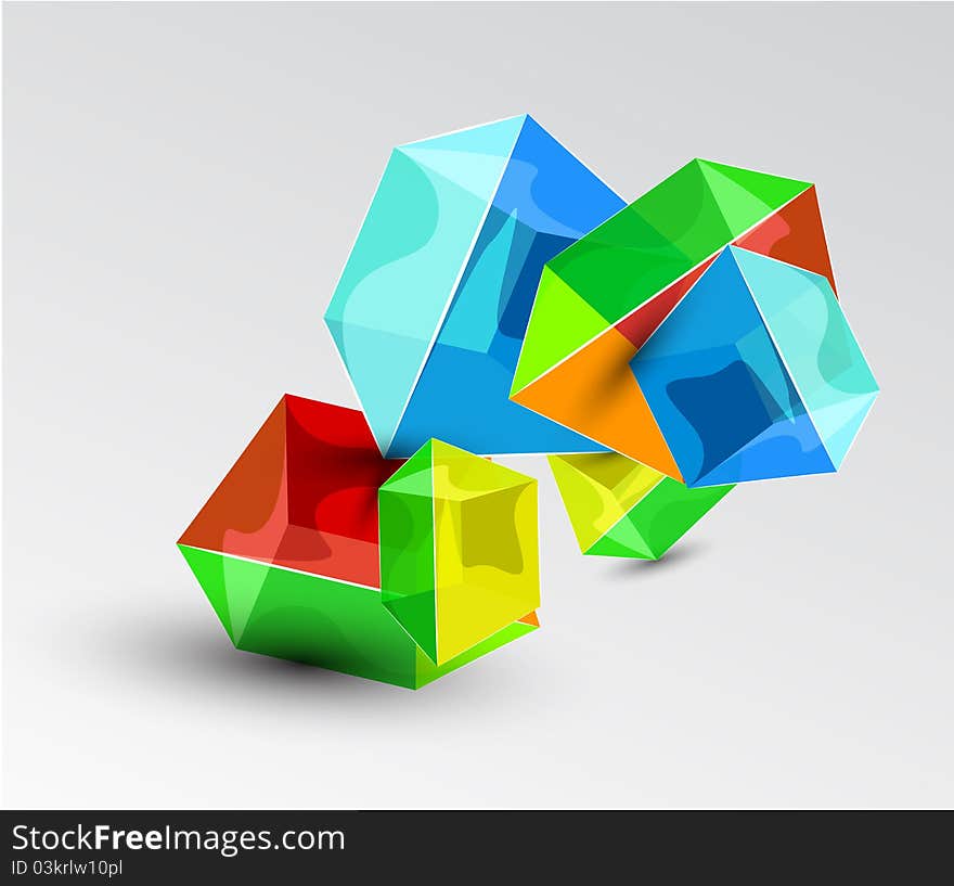 Vector shiny transparent glass cube background