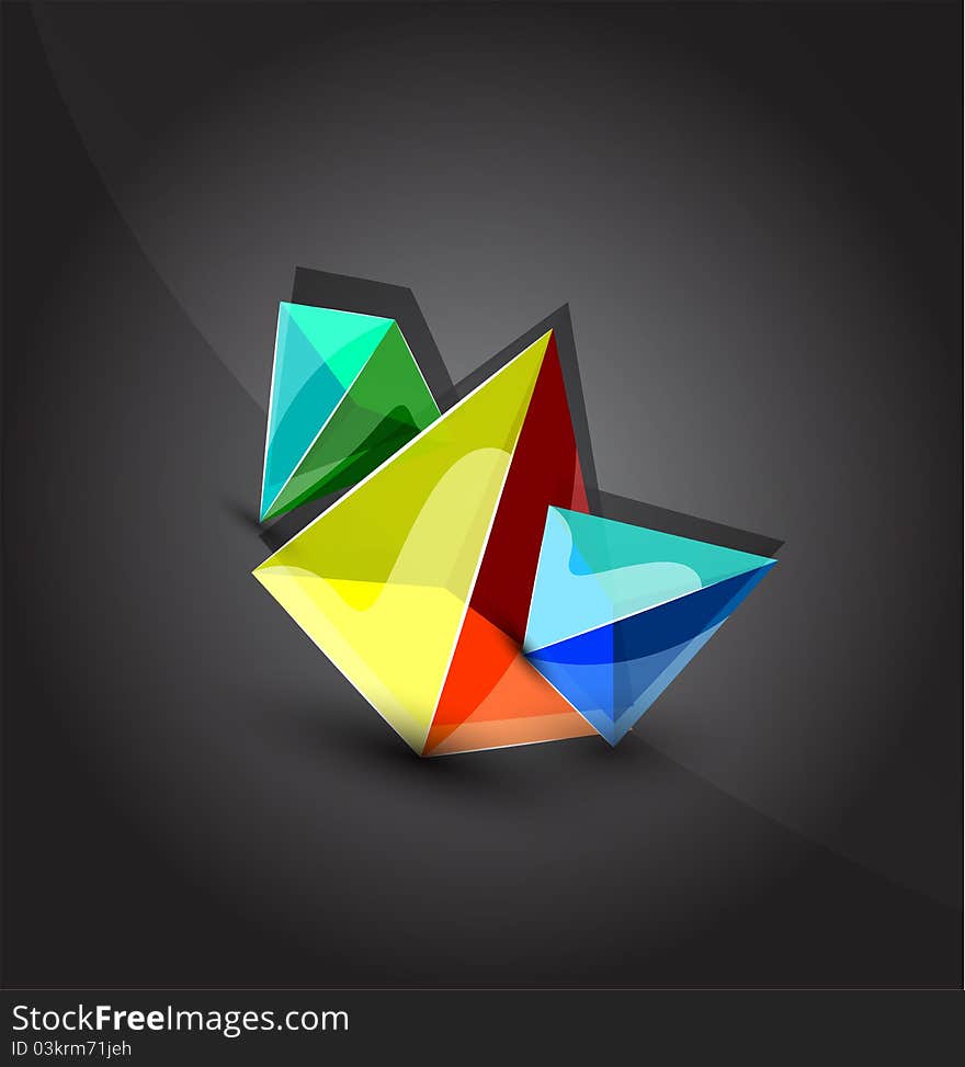 Glass transparent pyramid background