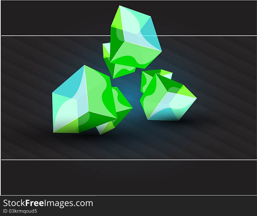 Vector shiny transparent glass cube background