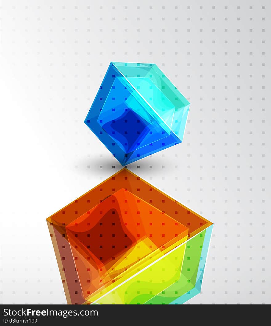 Vector shiny transparent glass cube background