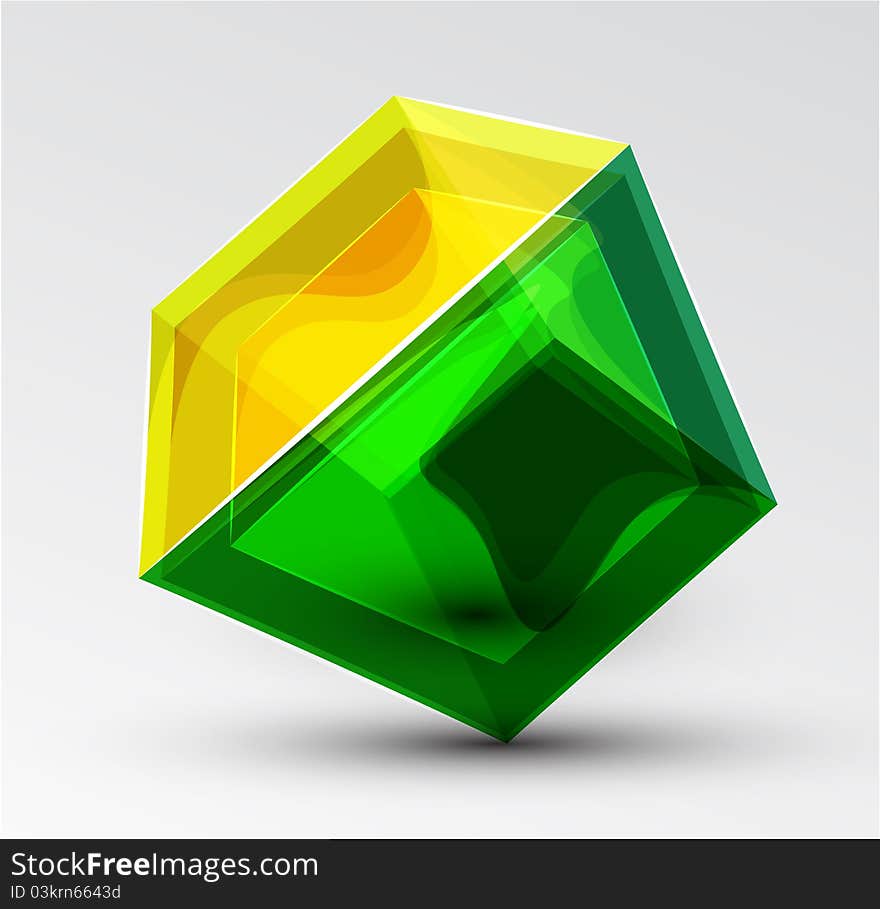 Vector shiny transparent glass cube background