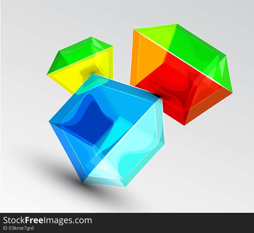 Vector shiny transparent glass cube background