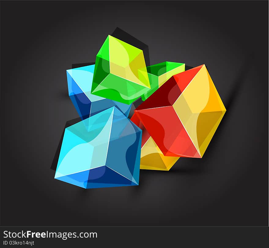 Vector Shiny Transparent Glass Cube Background