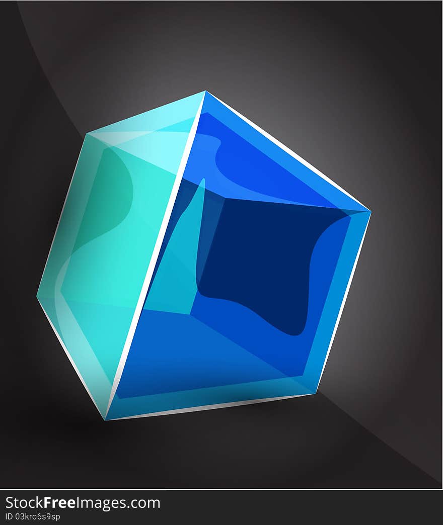 Vector shiny transparent glass cube background