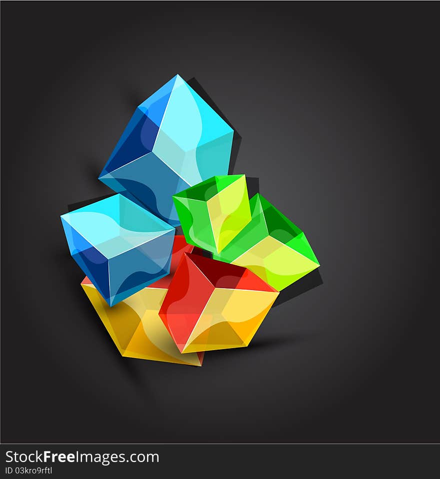 Vector Shiny Transparent Glass Cube Background