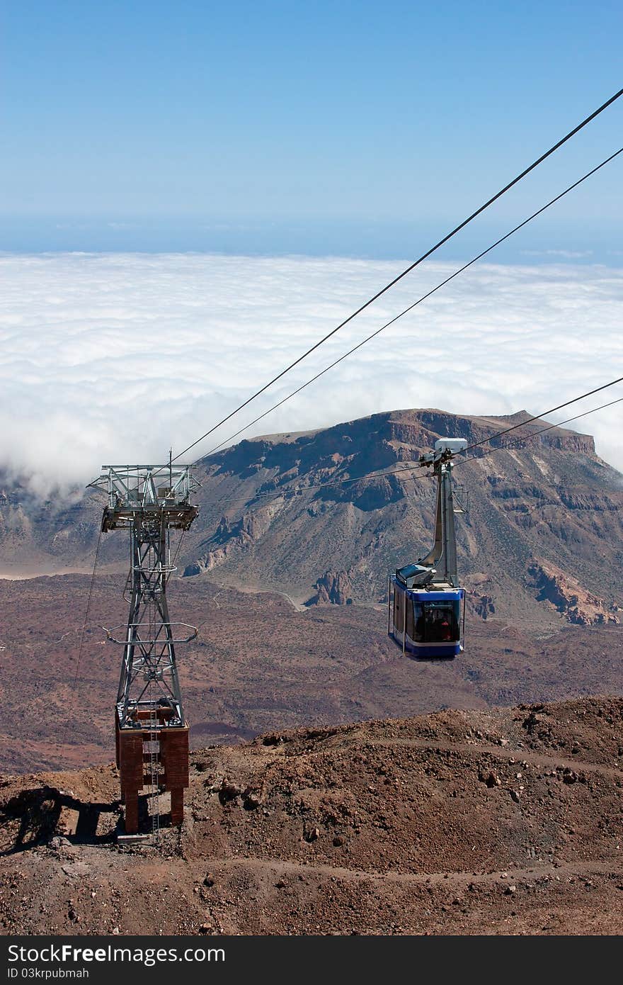 View with cable car from volcano. View with cable car from volcano