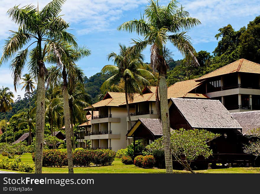 A luxury resort near a forest