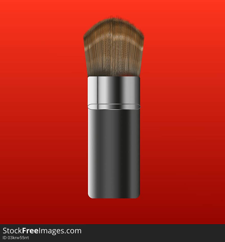 Vector shaving-brush on a red background