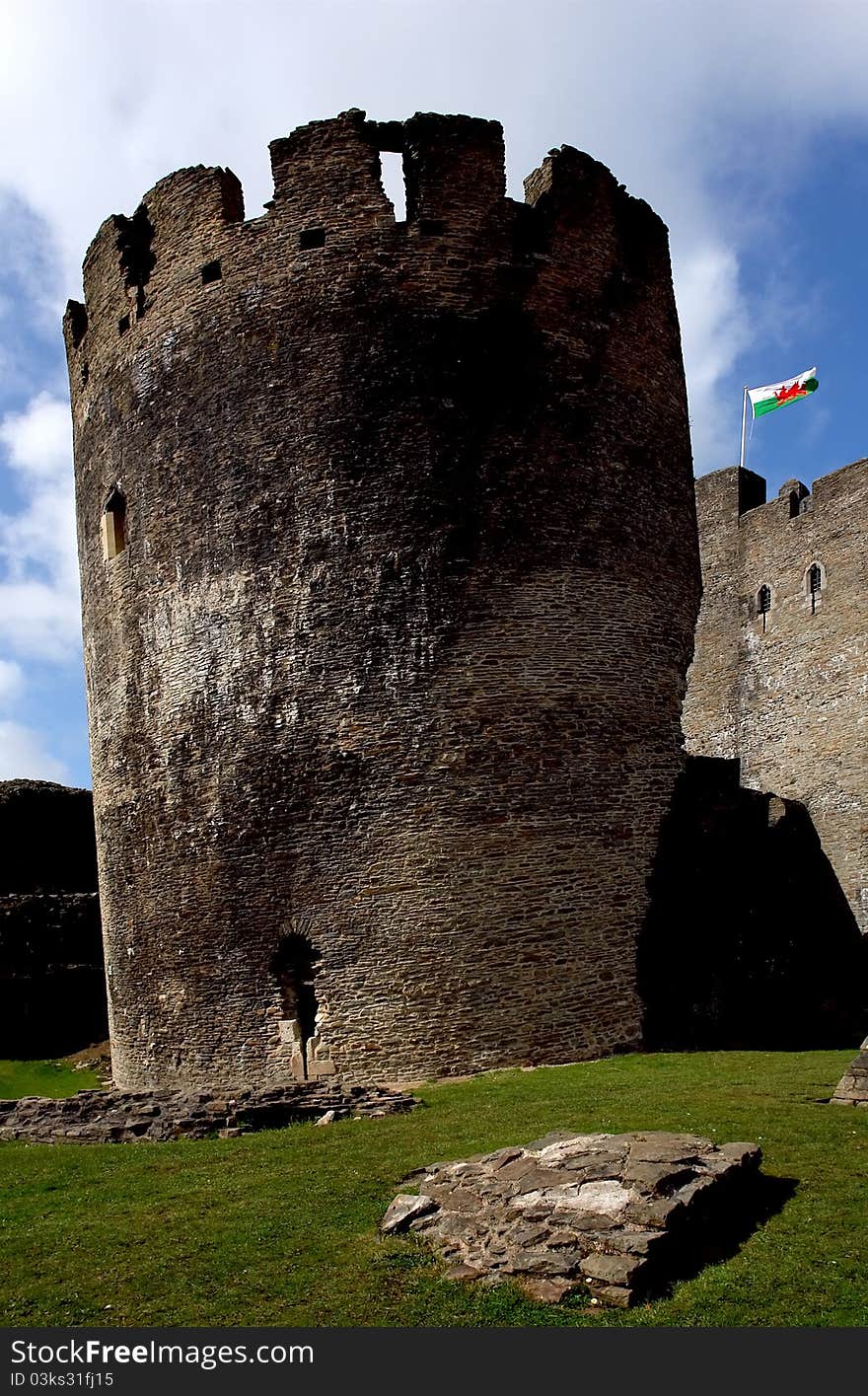 Ruins of Caerphilly Castle, Wales.