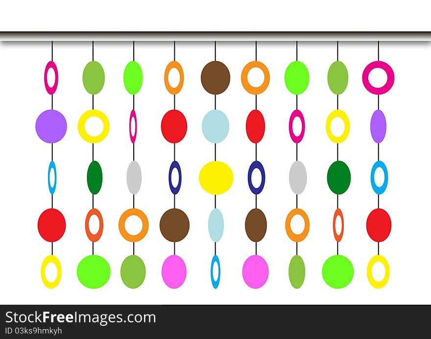 Illustration of isolated colorful curtain on white background