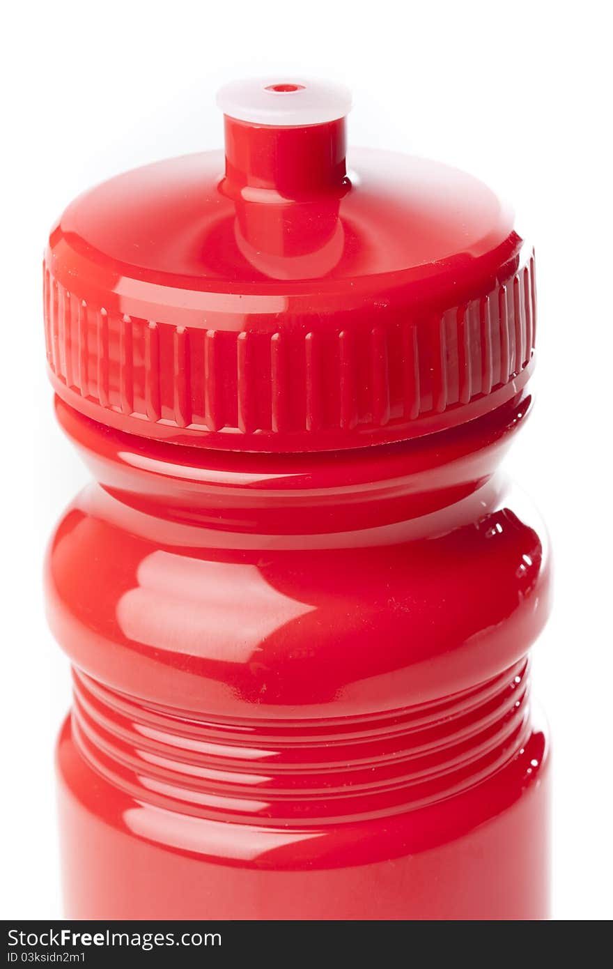 A red water bottle