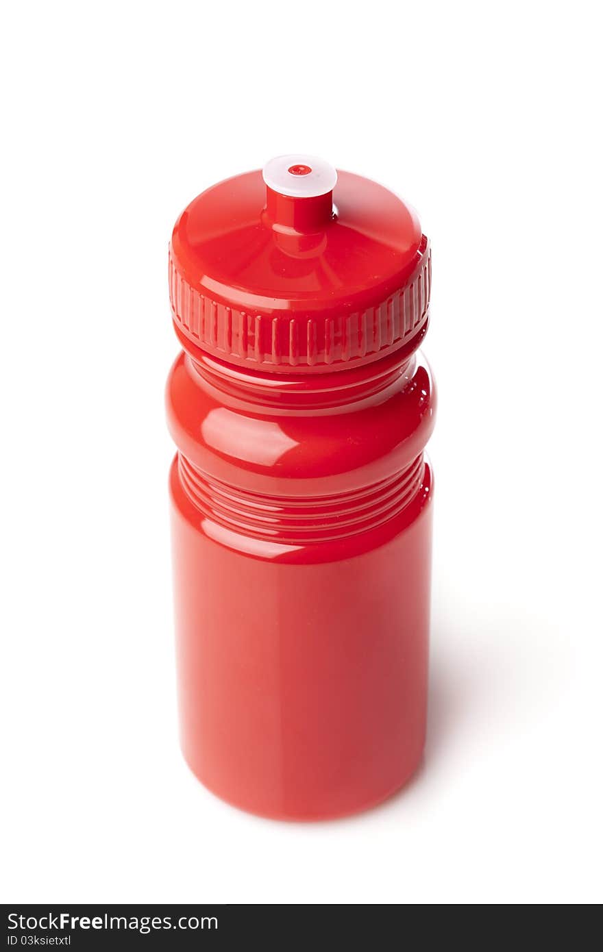 A red water bottle