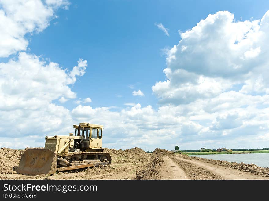 Digger, Heavy Duty construction equipment parked at work site