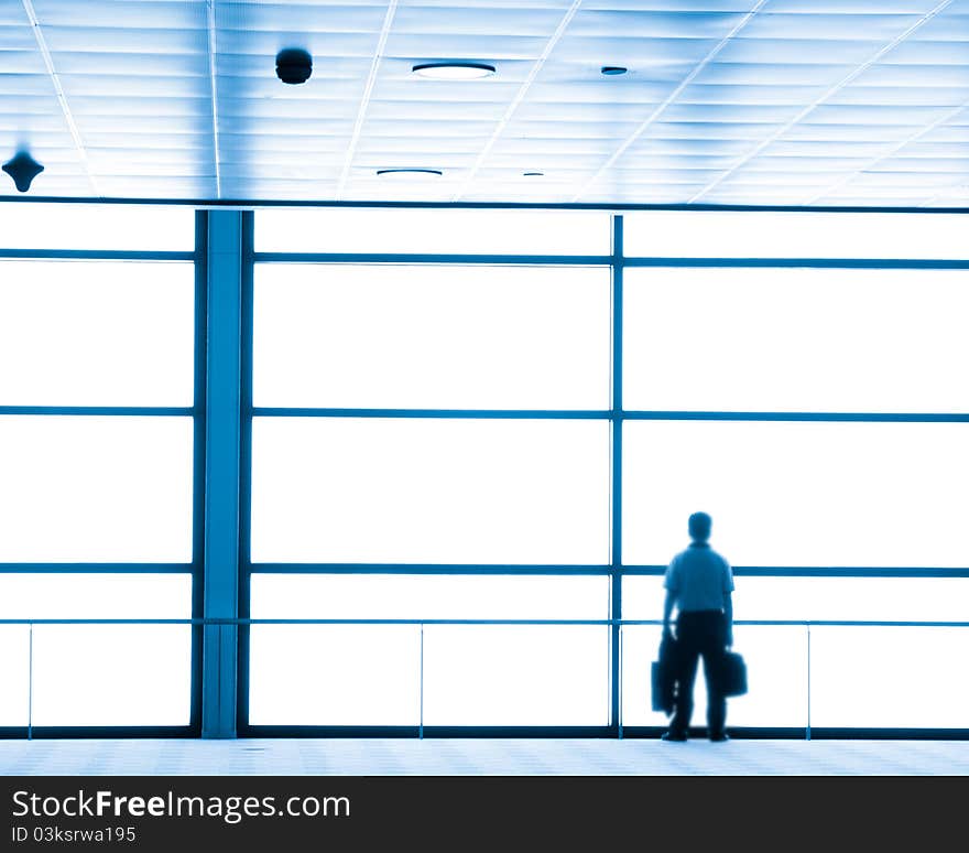 Passenger in the shanghai pudong airport.interior of the airport.