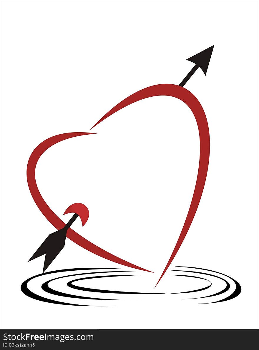 Picture of heart pierced by an arrow. Picture of heart pierced by an arrow