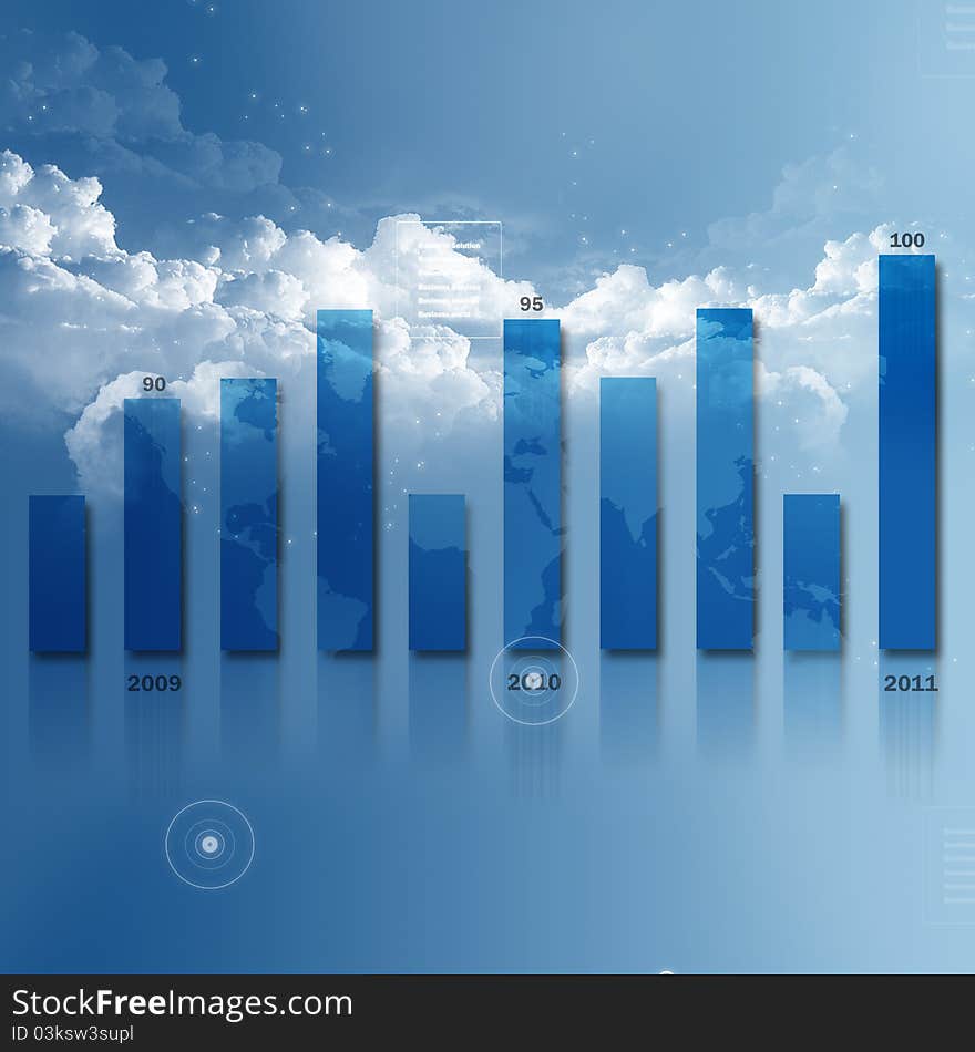 Business graph in abstract background. Business graph in abstract background