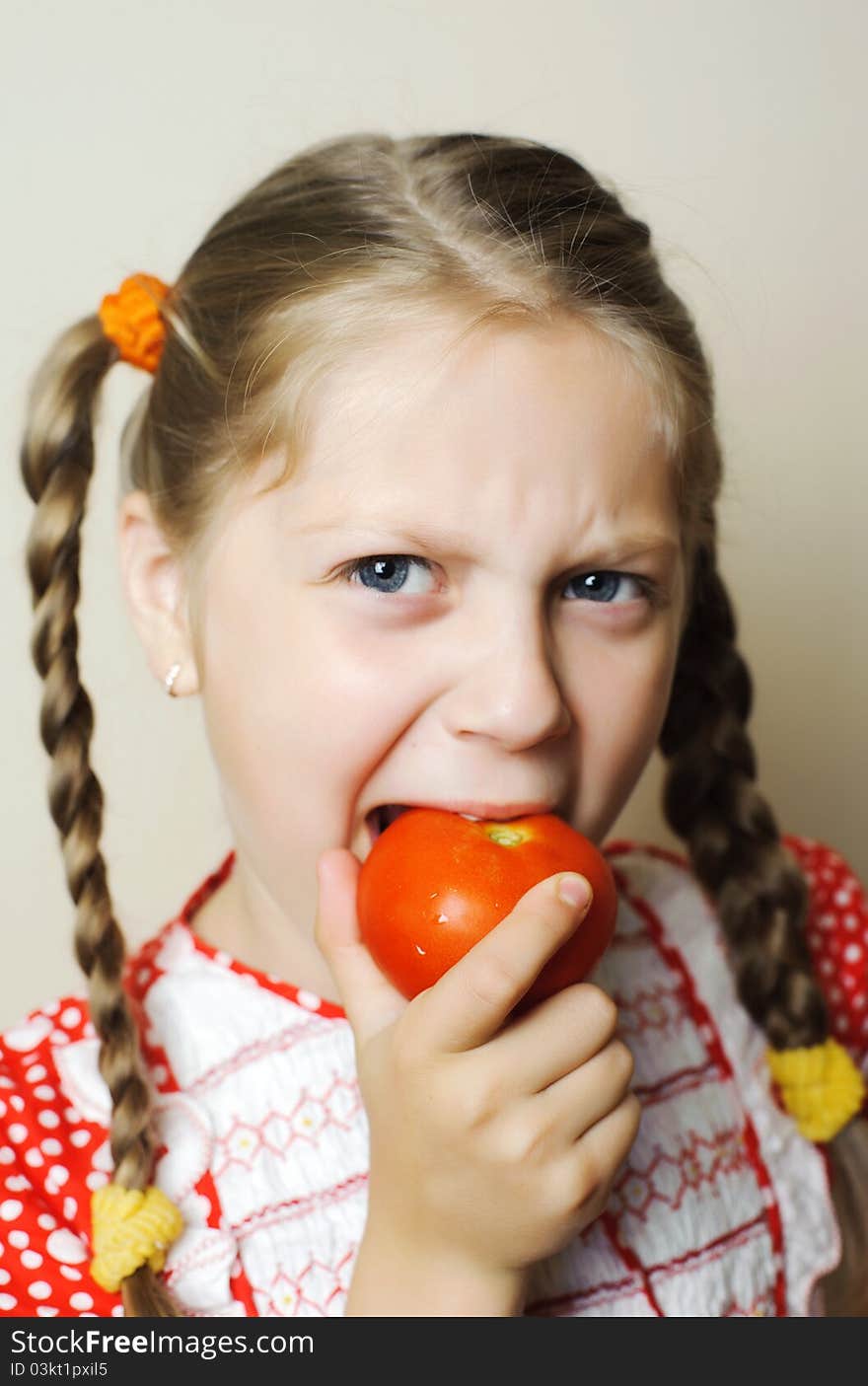 Girl With Red Tomato