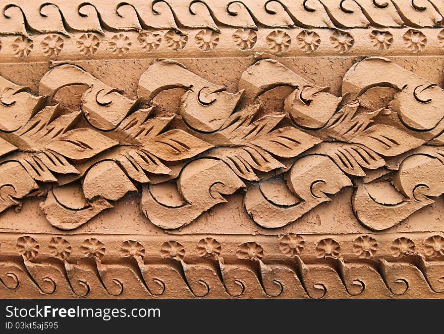 Stucco design of  thai style on the wall. Stucco design of  thai style on the wall