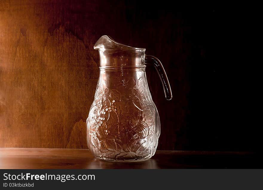 Glass jar on the table at home