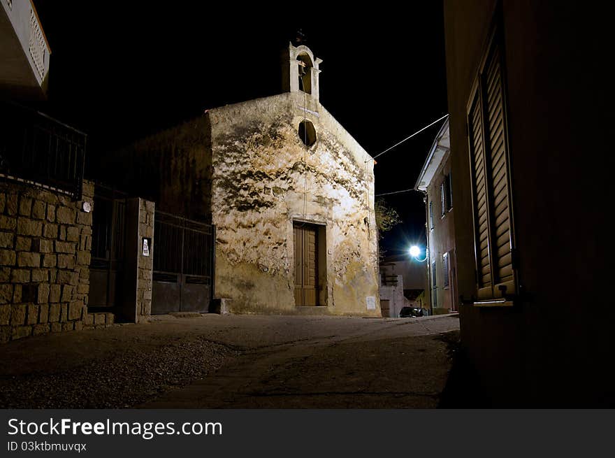 Church of the country at night in Sardinia. Church of the country at night in Sardinia