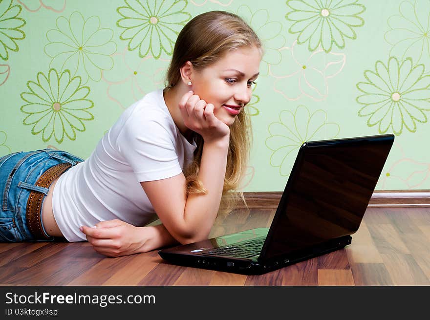 Young Woman Working With Laptop