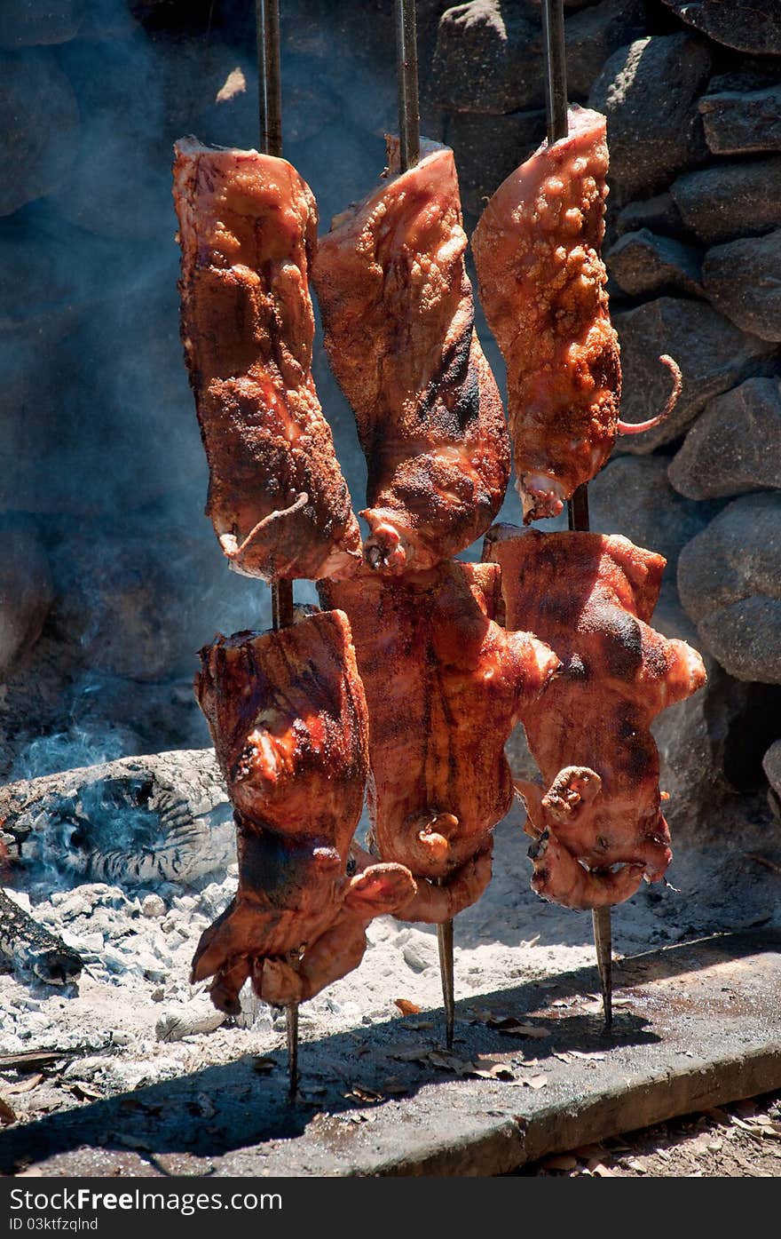 Pork roast shepherds in Sardinia. Pork roast shepherds in Sardinia