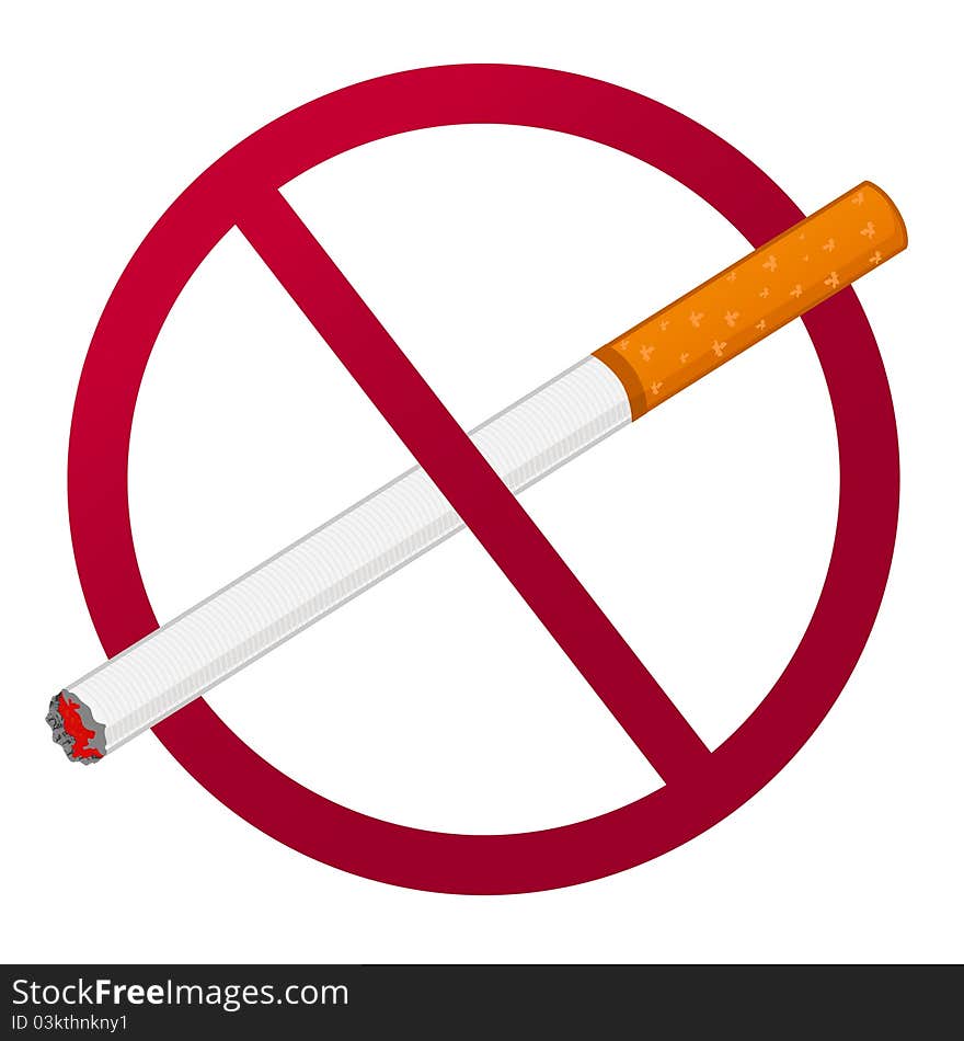 Illustration of 'no smoking' sign on white background. Illustration of 'no smoking' sign on white background