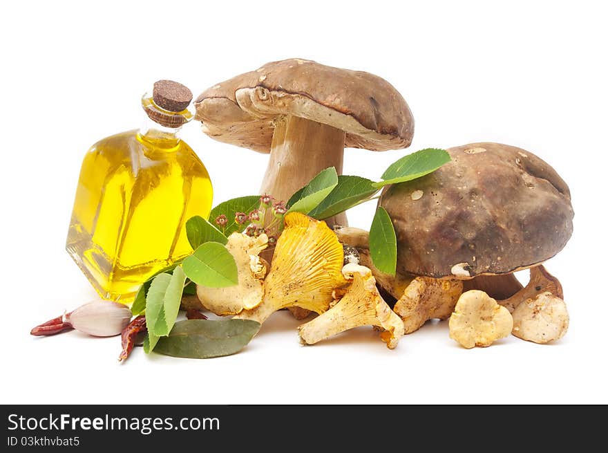 Edible mushrooms and olive oil