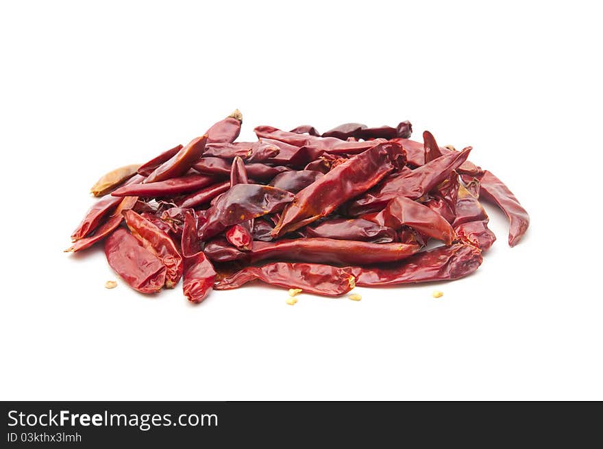 Chilli peppers on white background