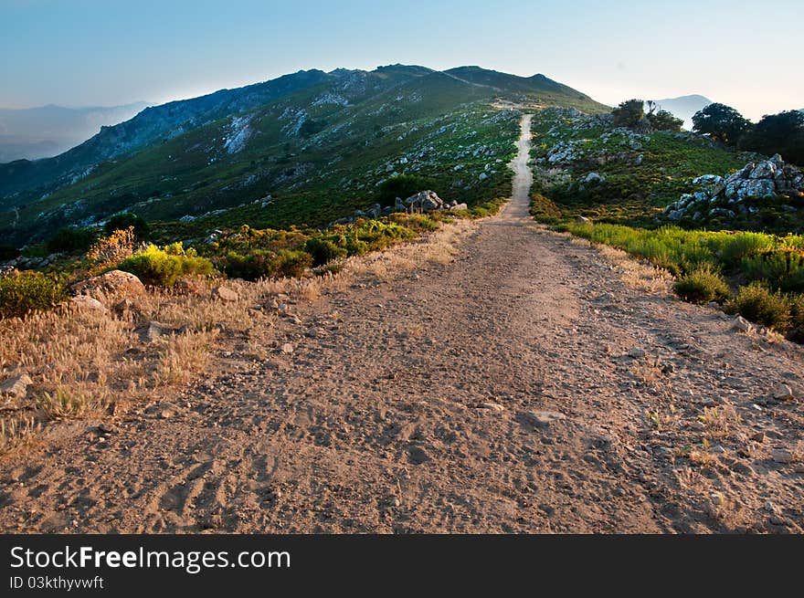 Mountain road in the village Nuraghe sardo