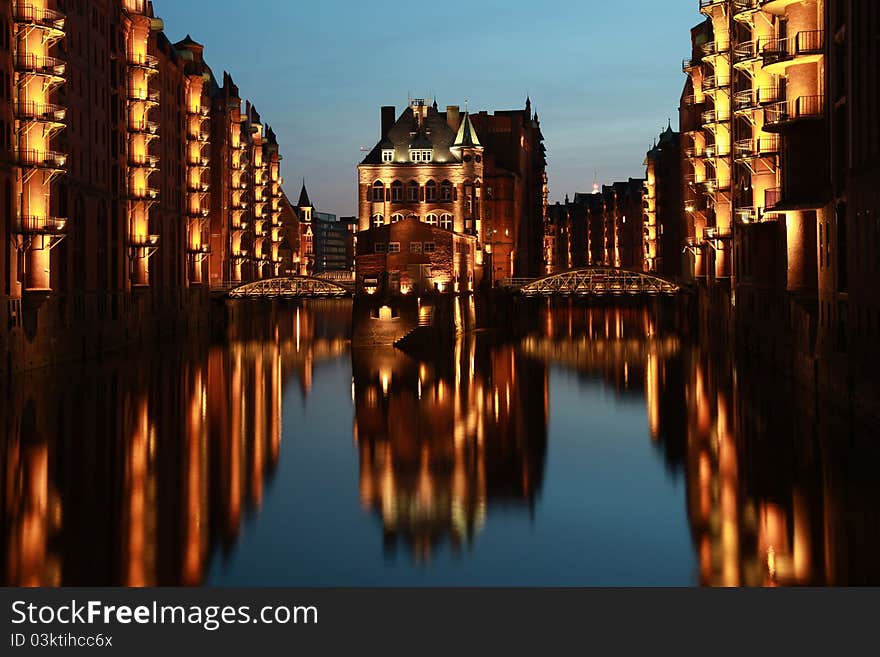 The Hamburg warehouse district (German Speicherstadt) is the world's biggest warehouse district