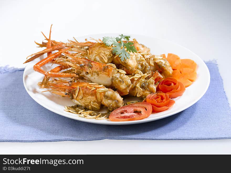 Steamed shrimps or prawns and then stir fried with Thai herbs garlic and pepper, the thai seafood menu that you have to try. Steamed shrimps or prawns and then stir fried with Thai herbs garlic and pepper, the thai seafood menu that you have to try