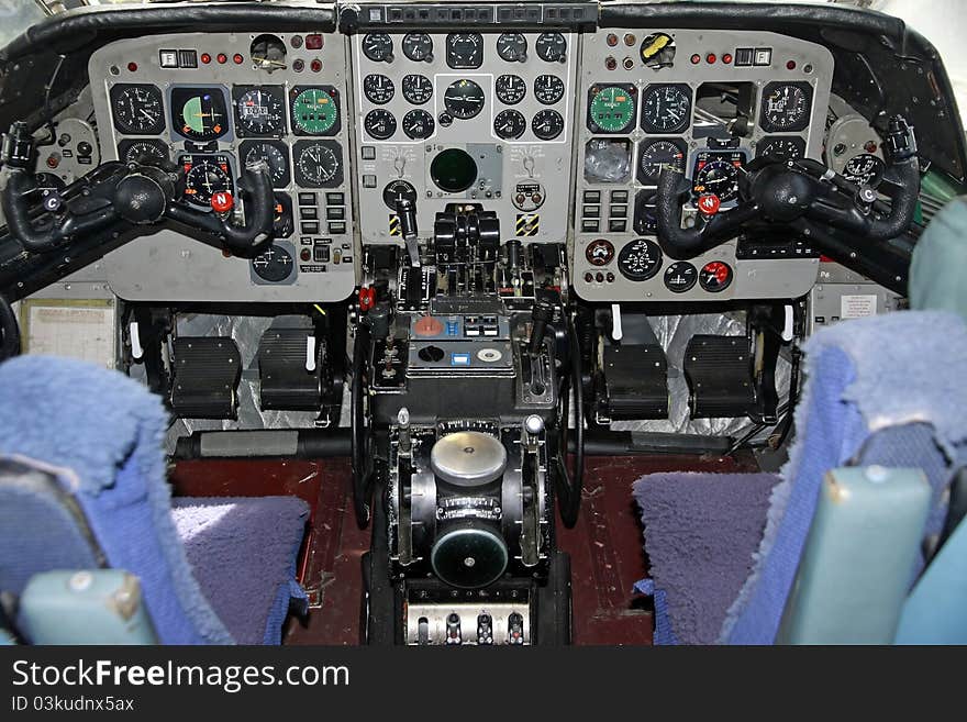 View of a Bae nimrod MR2 flight deck showing the instrument layout. View of a Bae nimrod MR2 flight deck showing the instrument layout