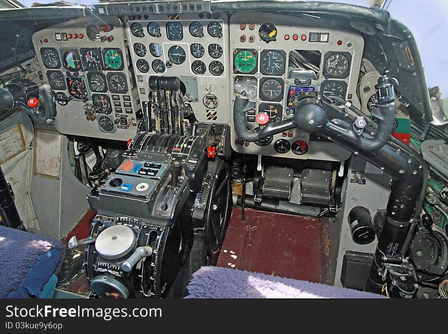 View of a Bae nimrod MR2 flight deck showing the instrument layout. View of a Bae nimrod MR2 flight deck showing the instrument layout